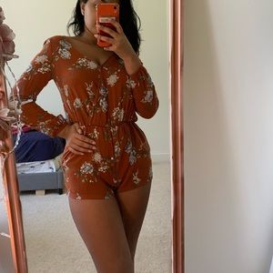 Forever 21 Orange Floral Romper